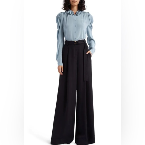 NWT Ulla Johnson Dara Ruffle Neck Silk Button-Up Blouse - Picture 7 of 7